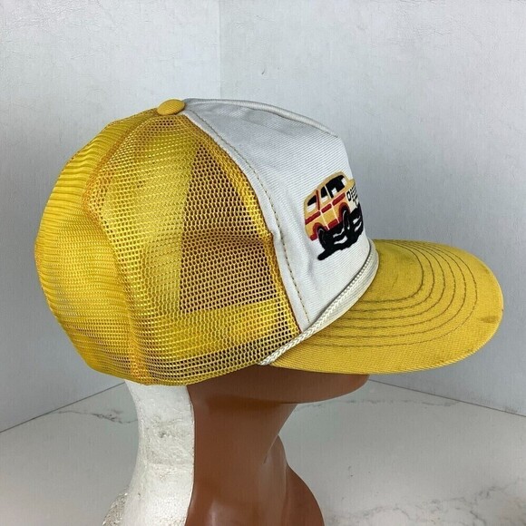 Vintage Bronco Snapback Trucker Hat Yellow/White Size M/L 7-7 5/8 Polyester YA - Picture 2 of 11